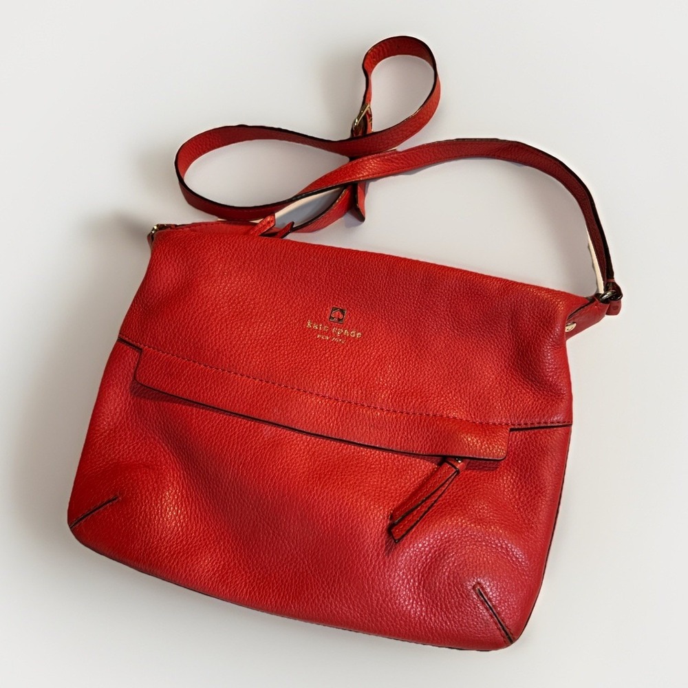 Kate Space Starla Grant Park Red Leather Crossbody Bag
